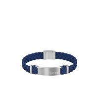 BOSS Blue-suede braided cuff with logo plate - Style DYLAN, 58137023 Dark Blue M