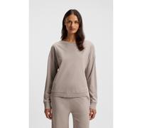 BOSS Boat-neck sweatshirt in melange jersey with logo plate - Style Embrace_Sweatshirt, 50557295 Light Beige XS