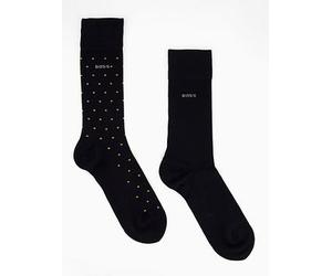 BOSS Bodywear 2 Pack Mini Dot Bamboo Crew Socks, Black, Size 39-42, Men Black