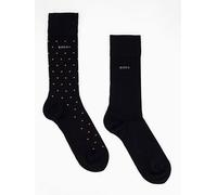 BOSS Bodywear 2 Pack Mini Dot Bamboo Crew Socks, Black, Size 43-46, Men Black