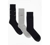 BOSS Bodywear 3 Pack Argyle Crew Sock Gift Set, Black, Men Black