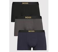 BOSS Bodywear 3 Pack Gold Logo Waistband Trunk Gift Set, Multi, Size M, Men Print