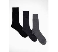 BOSS Bodywear 3 Pack Logo Crew Socks, Multi, Size 43-46, Men Print