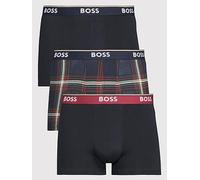 BOSS Bodywear 3 Pack Power Check Design Trunks - Blue, Blue, Size 2Xl, Men Blue
