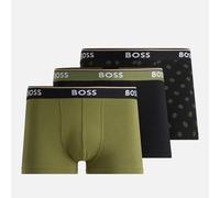 BOSS Three-pack of logo-waistband trunks in stretch cotton - Style Trunk 3P Power Desig, 50531701 Black / Green S