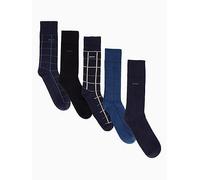 BOSS Bodywear 5 Pack Check Crew Sock Gift Set, Blue, Men Blue