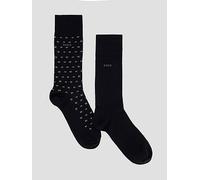 BOSS Bodywear Mini Corp Pattern 2 Pack Mercerised Crew Socks, Black, Size 43-46, Men Black
