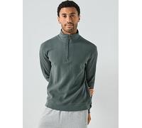 BOSS Bodywear Structure Waffle 1/4 Zip Top, Grey, Size L, Men Grey