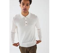 BOSS Bono-l Regular Fit Long Sleeve Knitted Polo, White, Size 2Xl, Men White