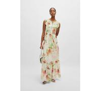 Boss - Dacrina Floral Frill Detail Maxi Dress Col: Pink Multi, Size: 12 14