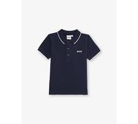 Boss Boss Logo-Print Striped-Trims Cotton Polo Top 3 Months-3 Years Navy 3 Years
