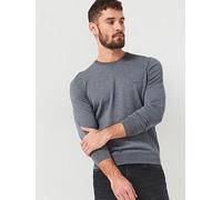 BOSS Botto-L Regular Fit Crew Knitted Jumper - Dark Grey, Dark Grey, Size M, Men Dark Grey