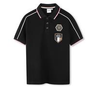 BOSS Boys Black Cotton Piqué Football Polo Shirt SS25-6 Years