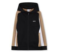 BOSS Boys Colour Block Zip Through Hoodie, Black, Size 12 Years Black