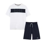 BOSS Boys White And Navy Jersey Shorts Set SS25-16 Years