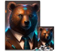 Boss Brown Bear Adult Jigsaw Puzzles 1000 Pieces Jigsaw Puzzles for Adults Perfect Home Or Office Decor, Ideal 26X38CM/10.23x14.96inch