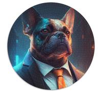 Boss Bulldog 1000 Piece Jigsaw Puzzles for Adults Round Puzzle 1000 Pieces Jigsaw Creative Family Game & Home Decor, for Teenagers 67.5x67.5cm