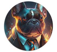 Boss Bulldog Jigsaw Puzzles for Adults 1000 1000 Pieces Round Puzzles for Adults Perfect DIY Art Decor Or Birthday Gift 67.5x67.5cm