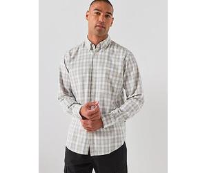 BOSS Button Down Regular Fit Check Shirt, White, Size M, Men White