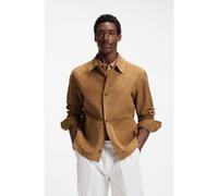 BOSS Button-up jacket in suede with checked lining - Style C-Mandrian, 50563881 Light Brown 48R