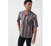 BOSS C-Lars City Stripe Revere Collar Shirt, Purple, Size M, Men Purple