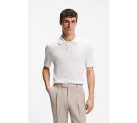 BOSS Cable-knit polo sweater in cotton and cashmere - Style L-Luciano, 50565515 White XXL