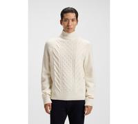 BOSS Cable-knit sweater in virgin wool and silk - Style L-Hector, 50550033 White XXL