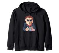Boss Card Player With Chips And Cigar Zip Hoodie
