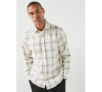 BOSS Checked Relaxed Fit Overshirt, White, Size Xl, Men White