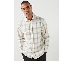 BOSS Checked Relaxed Fit Overshirt, White, Size Xl, Men White