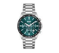 BOSS Link-bracelet chronograph watch with green grooved dial - Style STRIKE, 58244945 Silver tone pcs.