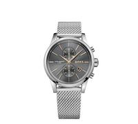 BOSS Chronograph Quartz Watch for Men with Silver Stainless Steel Mesh Bracelet - 1513440, Steel/Grey
