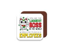 Boss Coaster -Luckiest Boss Gift - Giftset - Made by MUGGZ in The UK
