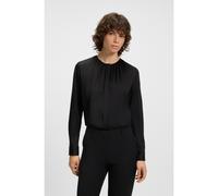 BOSS Collarless regular-fit blouse in stretch silk - Style Banorah, 50538481 Black 12
