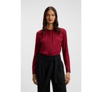 BOSS Collarless regular-fit blouse in stretch silk - Style Banorah, 50538481 Dark Red 6