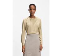 BOSS Collarless regular-fit blouse in stretch silk - Style Banorah, 50538481 Light Beige 16