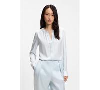 BOSS Collarless regular-fit blouse in stretch silk - Style Banorah, 50538481 Light Blue 6