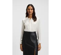 BOSS Collarless regular-fit blouse in stretch silk - Style Banorah, 50538481 Natural 10