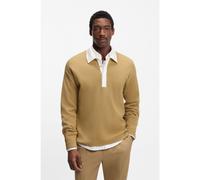 BOSS Contrast-collar sweater in cotton and virgin wool - Style C-Ustino, 50555127 Beige XL