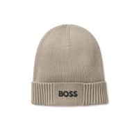 BOSS Cotton-blend beanie with rubber-printed logo - Style Asic_Beanie-X, 50499423 Beige pcs.