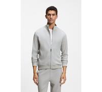 BOSS Cotton-blend jacket with waffle structure - Style Structure Zip Jacket, 50559332 Light Grey S