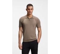 BOSS Cotton-blend knit polo with bodymapping structure - Style KN_Momentum-Lite PS, 50558353 Light Brown M
