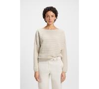 BOSS Cotton-blend knitted sweater with mixed structures - Style Fleminda, 50543049 Natural M
