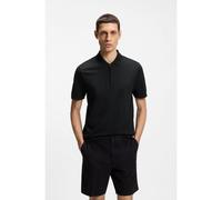 BOSS Cotton-blend polo shirt with zip placket - Style H-Paras 70, 50554614 Black XL