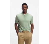 BOSS Cotton-blend polo shirt with zip placket - Style H-Paras 70, 50554614 Light Green XXXL
