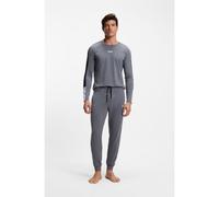 BOSS Cotton-blend pyjama set with contrast inserts - Style Balance Long Set, 50554773 Grey XXL