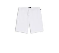 BOSS Mens Waffle Shorts Embroidered-Logo Pyjama Shorts in Stretch Cotton White