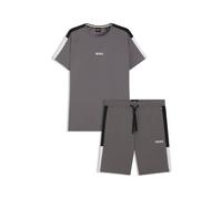 BOSS Cotton-blend pyjamas with contrast inserts - Style Balance Short Set, 50557587 Dark Grey XL