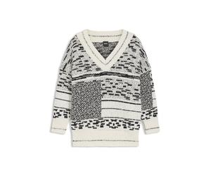BOSS Cotton-blend sweater with jacquard pattern - Style Fucsia, 50553244 White Patterned S
