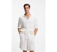 BOSS Cotton-blend sweater with Johnny collar - Style C-Nil, 50560495 White S